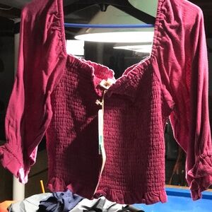 Mauve crop top long sleeve new